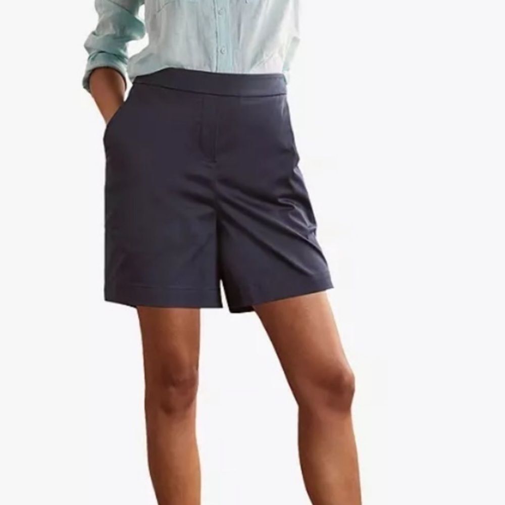 Boden Navy Blue 6” Flat Front Cotton Blend Chino Shorts Women’s Size Small 6
